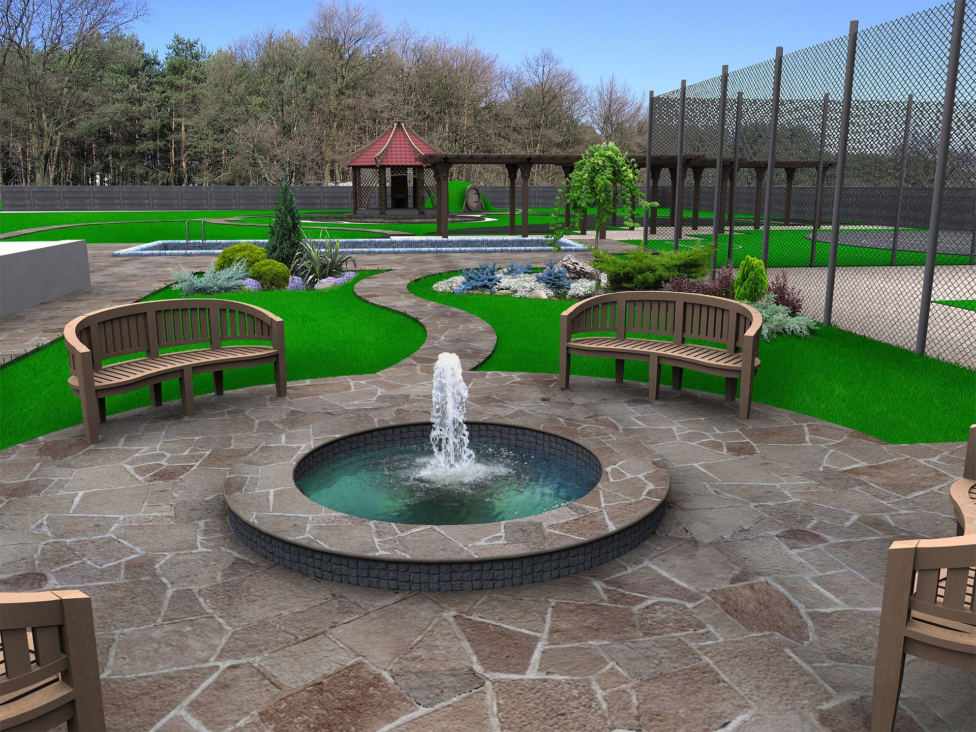 Beautiful backyard makeovers, 3d render